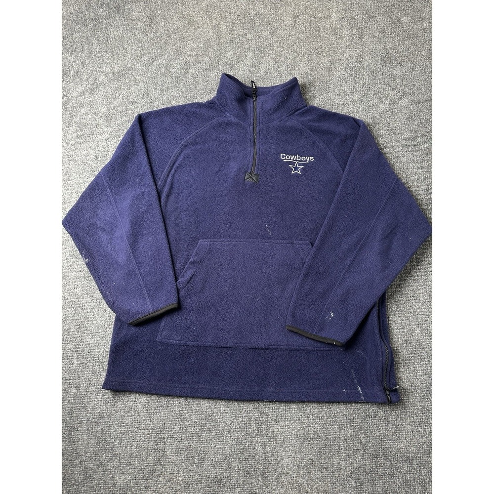 Mens Dallas Cowboys Pro Fleece Quarter Zip Pullover Blue, Size XL